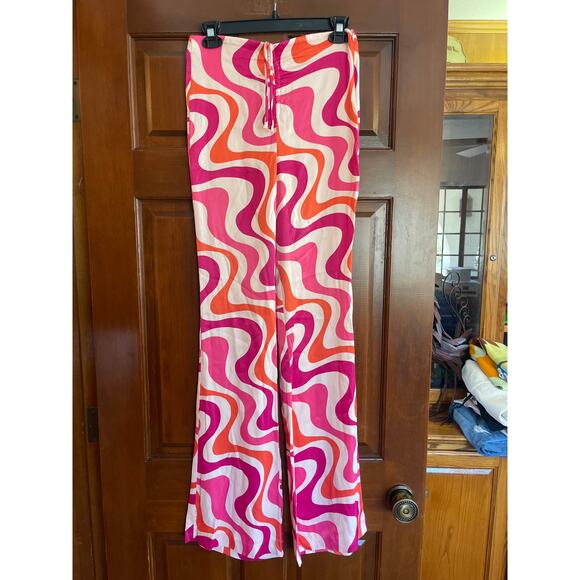 Zara 70’s groovy print flare pants size small - Picture 2 of 6